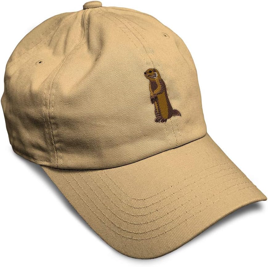 Soft Baseball Cap Groundhog Embroidery Animals Wild Twill Cotton Dad Hats for Men & Women Buckle Closure Khaki Design Only
