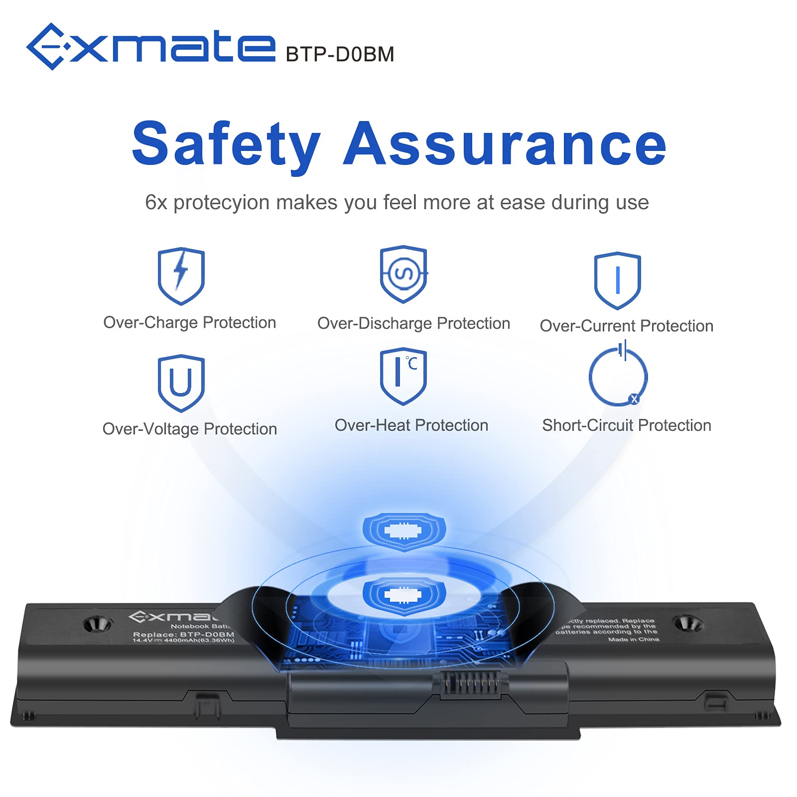 Exmate Akumulator do laptopa BTP-DOBM BTP-DNBM do Medion Akoya E7218 P7624 P7812 MD97872 MD97938 MD98680 MD98770 MD98920 MD98921 MD98970 [1 [1 4,4 V, 4,400 mAh, 8 ogniw