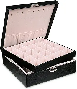 misaya Earrings Jewelry Box Women 50 Slots Jewelry Organizer, Birthday and Christmas Gift, Earring Holder Organizer for Earrings Rings Necklace, Black