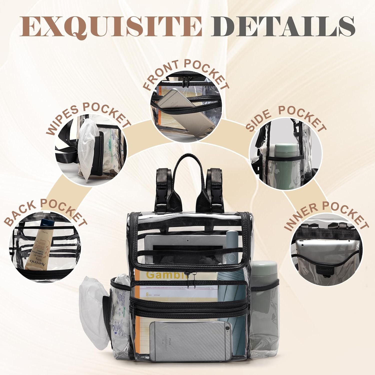 MOMINSIDE Diaper Bag Backpack Small Diaper Bag,Mini Diaper Bag, Clear Bag for Stadium Events Small Clear Bag 12x6x12 for Girls Boys Moms Dads Adult Concert Sports Bag - Image 2