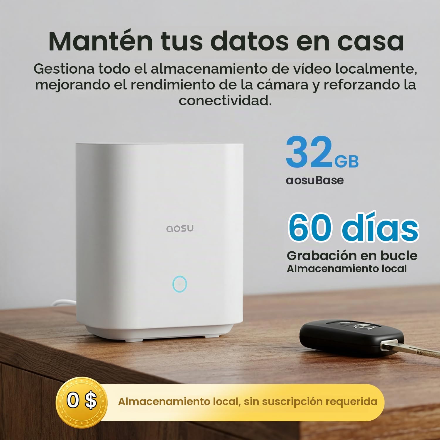 AOSU 3MP Cámara Vigilancia WiFi Exterior Solar con Bateria Satation y 4 Cámaras, No se requiere suscripción & Panel Solar Integrado con 2.4G/5Ghz WiFi,Visión Nocturna a Color,32GB Almacenamiento Local