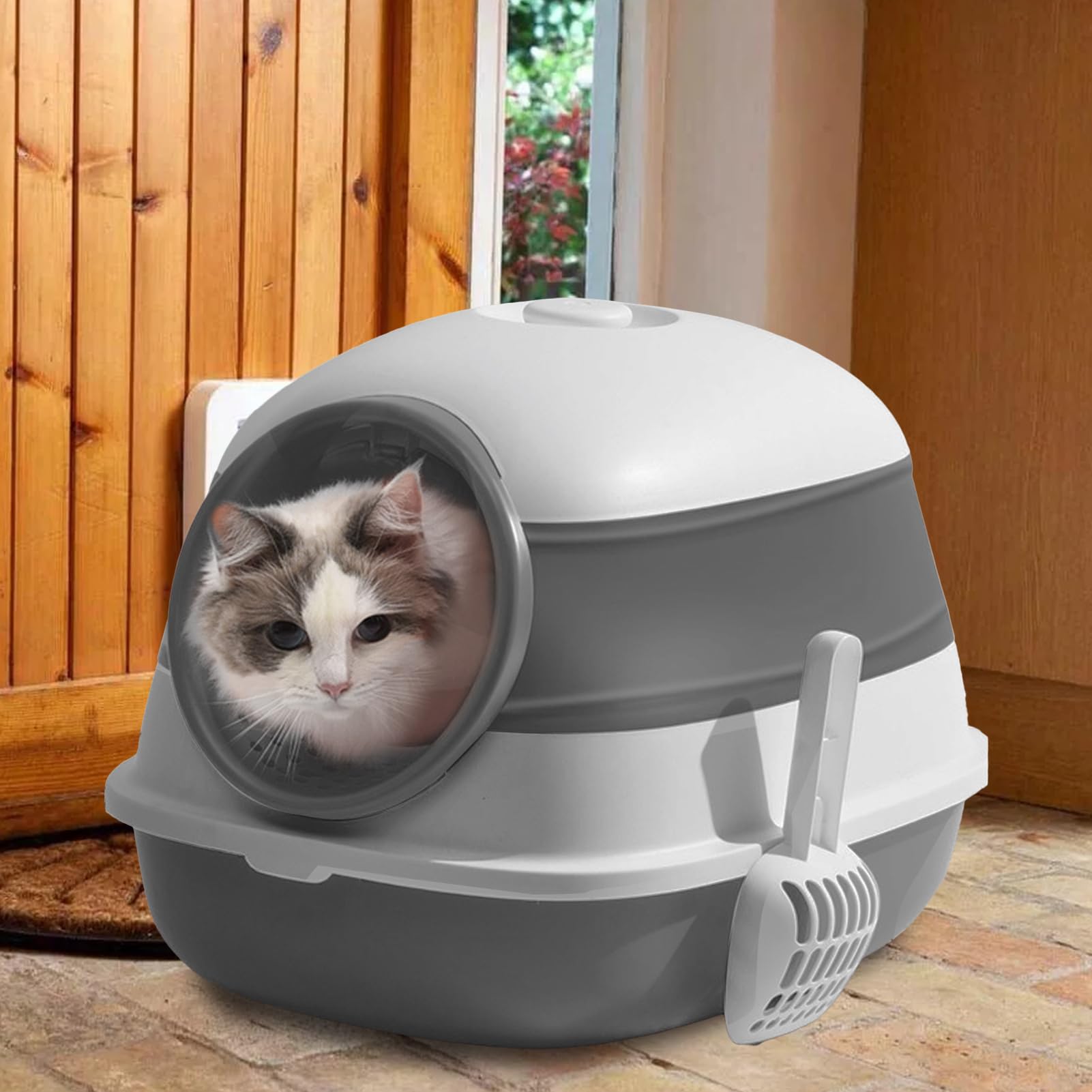 De Para Gatos Con Tapa Baño Para Mascotas Plegable Con Control De Olores | Con Pala Y Tapa Para Gatos Para Mascotas En Interior Para Hogar En Esquina Para Apartamento Y Para Viaje