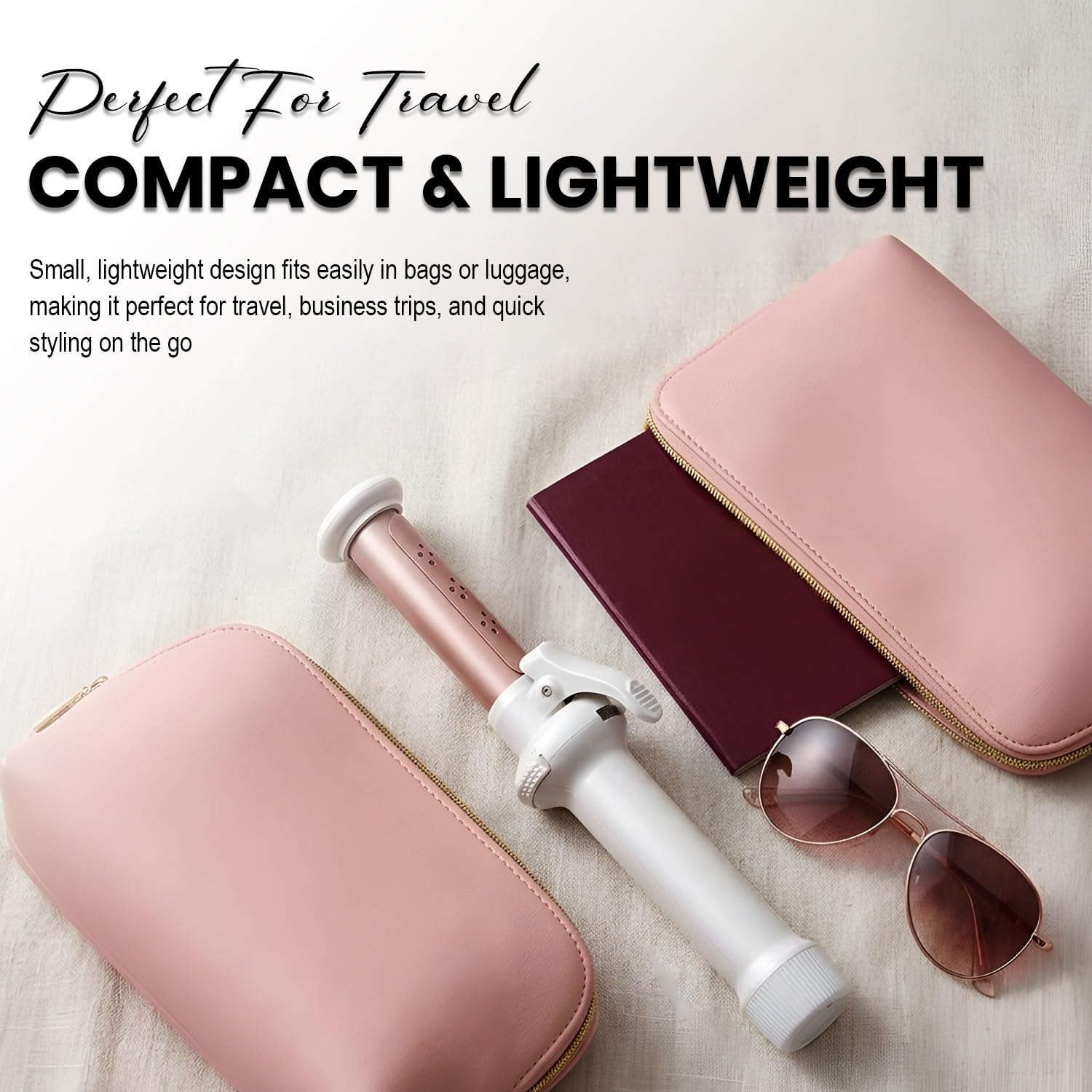 Cordless Curling Iron, Mini Curling Iron, Travel USB Rechargeable Ceramic Curling Wand,Hair Straightener and Curler 2 in 1, Mini Flat Iron with Auto Temp Setting, Curlers for Short Hair