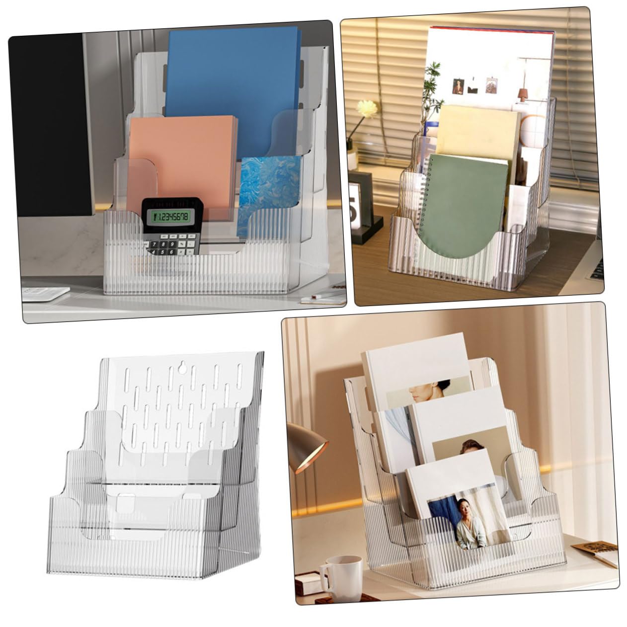 Veemoon Leggio in Pet Di Organizzatore Di Documenti Da Scrivania Espositore Per Libri Porta Riviste Porta Brochure Depliant Opuscoli Supporto Per File Supporto Per Brochure Da Parete
