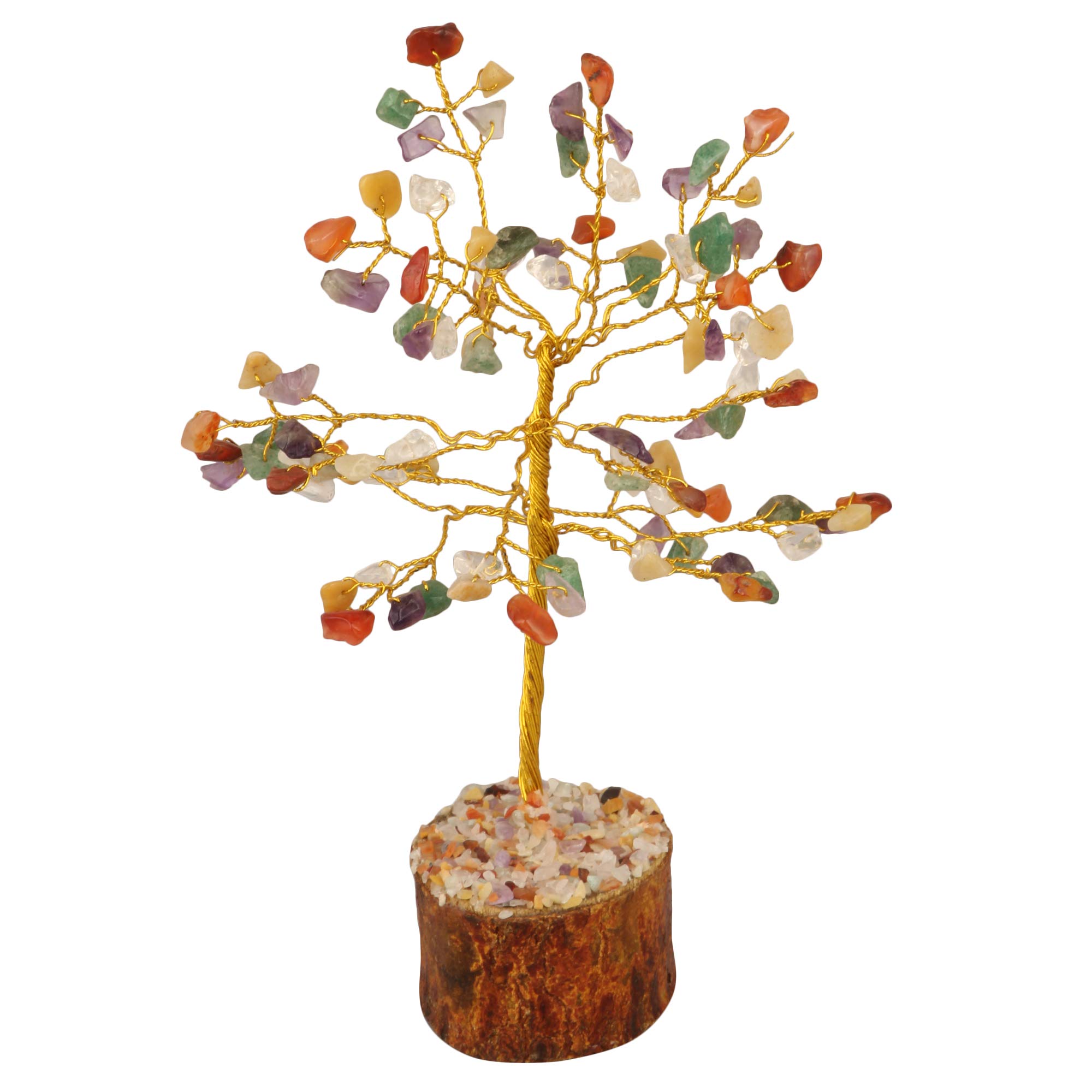 Zaicus Crystal Tree Reiki Healing Stone Feng Shui Bonsai Money Tree Good Luck Good Luck Energy Generator Reiki Healing Chakra Gemstone (Mix Chakra Golden Wire)
