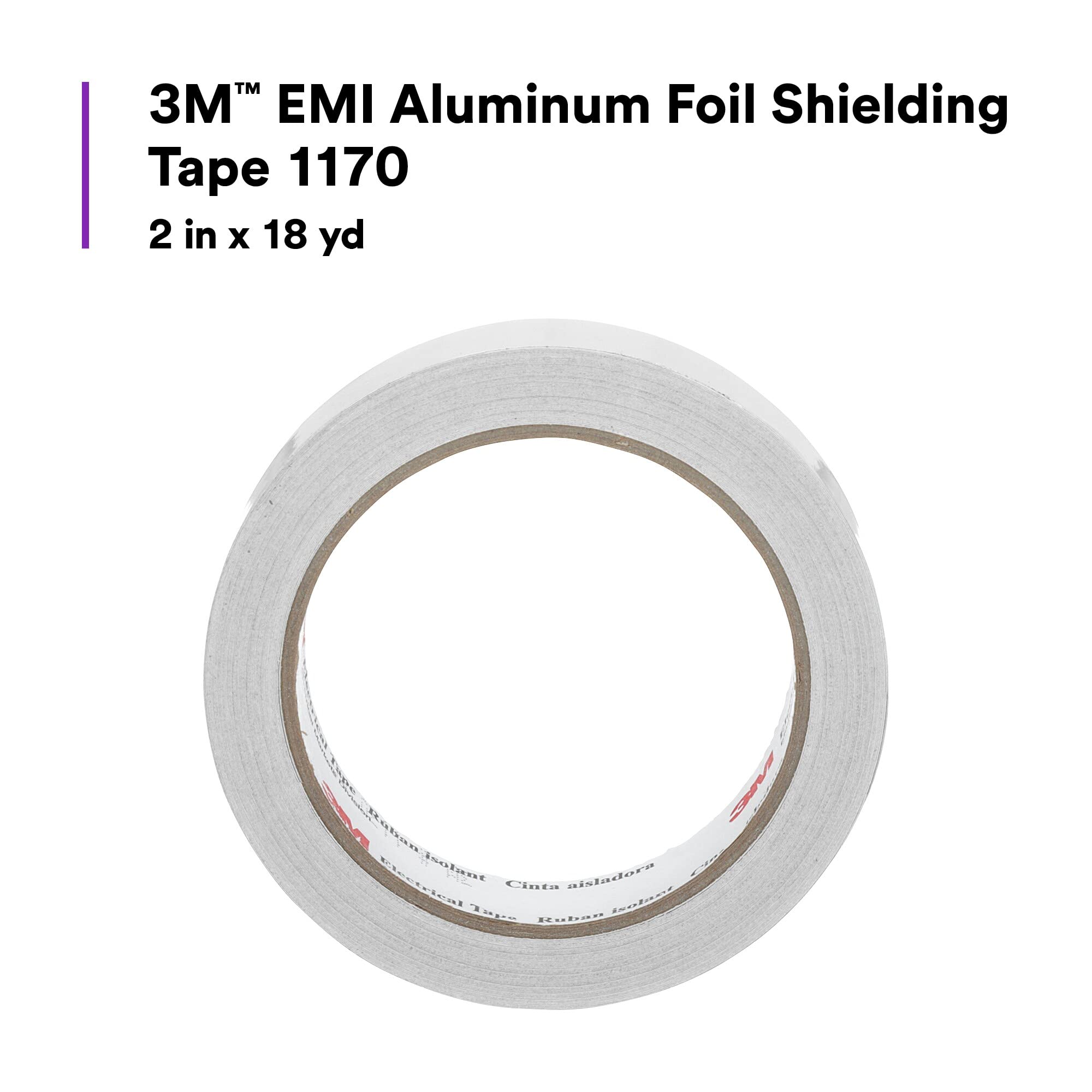 3M Nastro di schermatura di alluminio EMI 1170, sensibile alla pressione, ignifugo, 2" x 18 yd