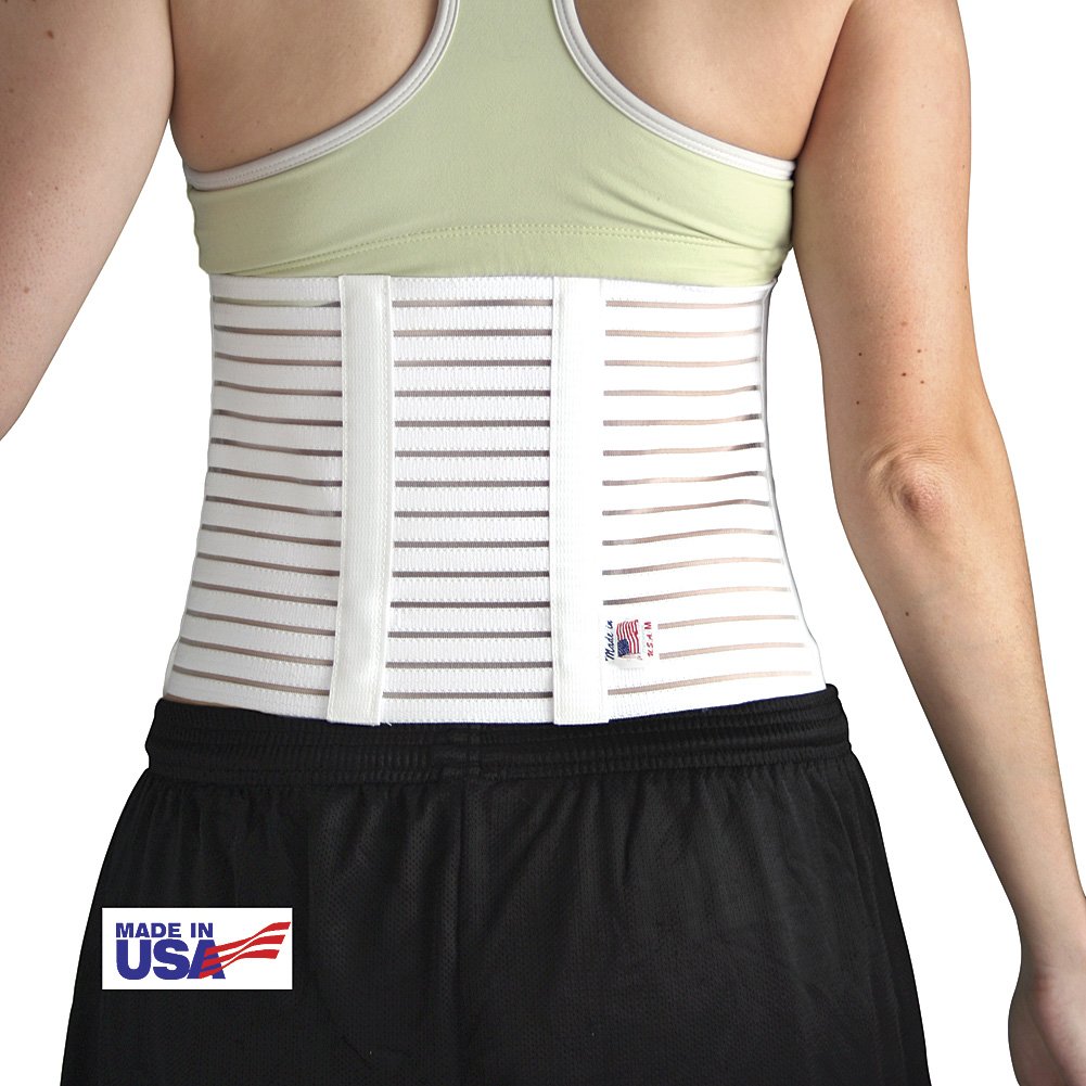 ITA-MED Breathable Elastic Back & Abdominal Support Brace – Unisex, 8” Wide, White, 2XL
