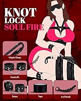 Vista 3 de Kit de Restricciones BDSM para Sexo Bondage - UTIMI Conjunto de Restricciones Mejorado con Esposas Ajustables Collar Tobillera Dados Cuentas Tapón