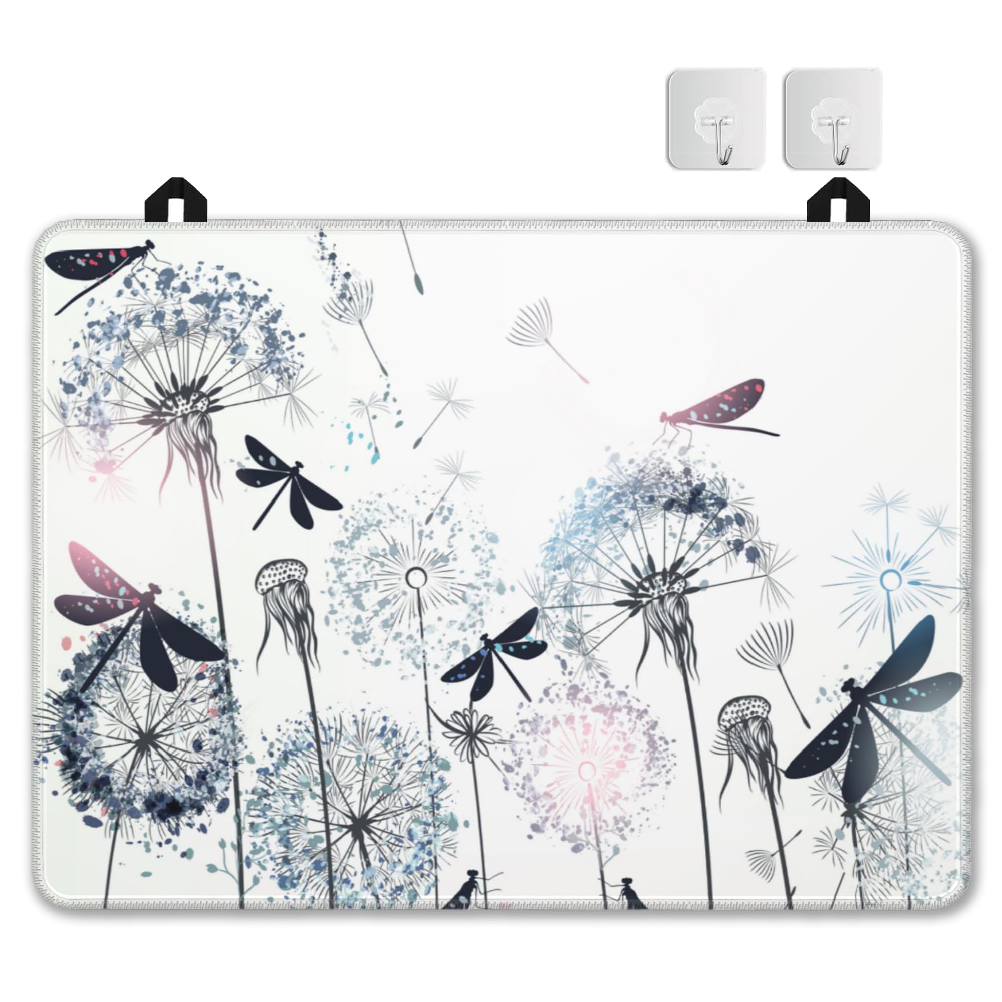 Electric Stove Top Cover Protector –Christmas Kitchen Decor Dandelion Dragonfly Glass Flat Top Stove Mat Oven Induction Cooktop Mat for Ceramic Countertop Mats Heat-Resistant Dish Drying Mat