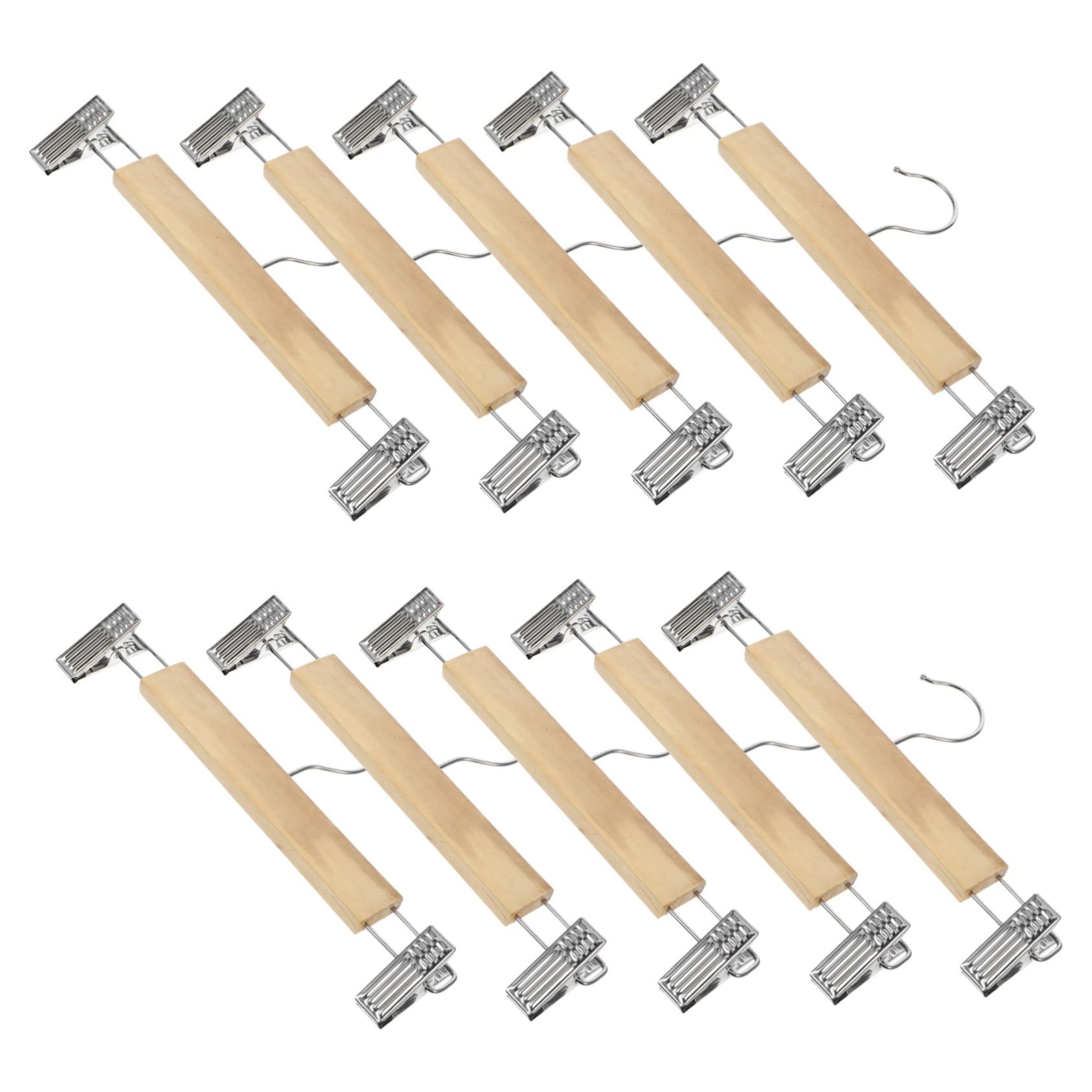 Cintres avec pinces pour pantalons et jupes en bois et acier, lot de 10 gain de place