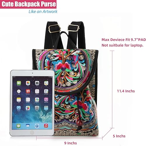 Miniatura 6 de Goodhan - Mochila de viaje para mujer diseño clásico de bordado étnico