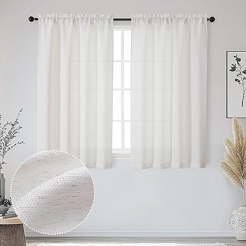 OWENIE Bob Natural Curtains 45 Inch Length 2 Panels Set,