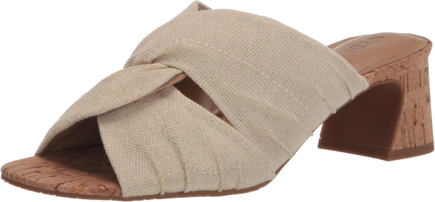 NYDJ Women's Mule Heeled Sandal, Natural, 8.5