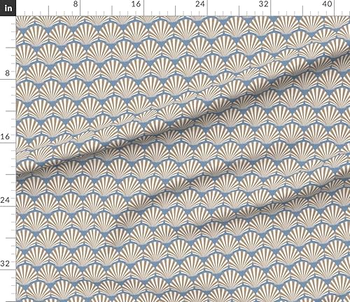 Miniatura 2 de Spoonflower Fabric - Shells Blue Preppy Art Deco Sand White Coastal Beach Nautical Printed on Petal Signature Cotton Fabric Fat Quarter - Sewing
