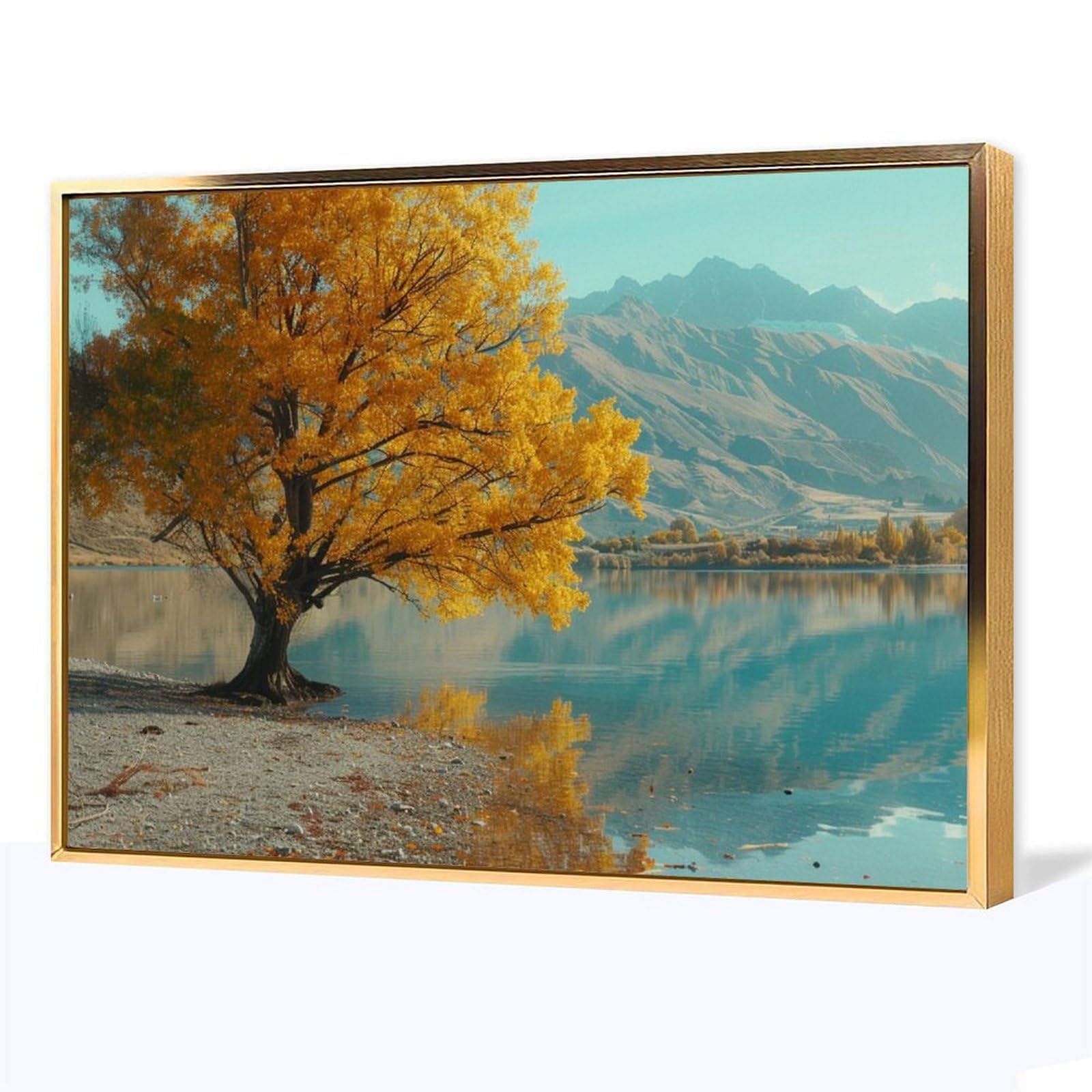 Amazon.co.jp: 絵画 黄色の落ち葉の秋の風景 アートパネル ポスター