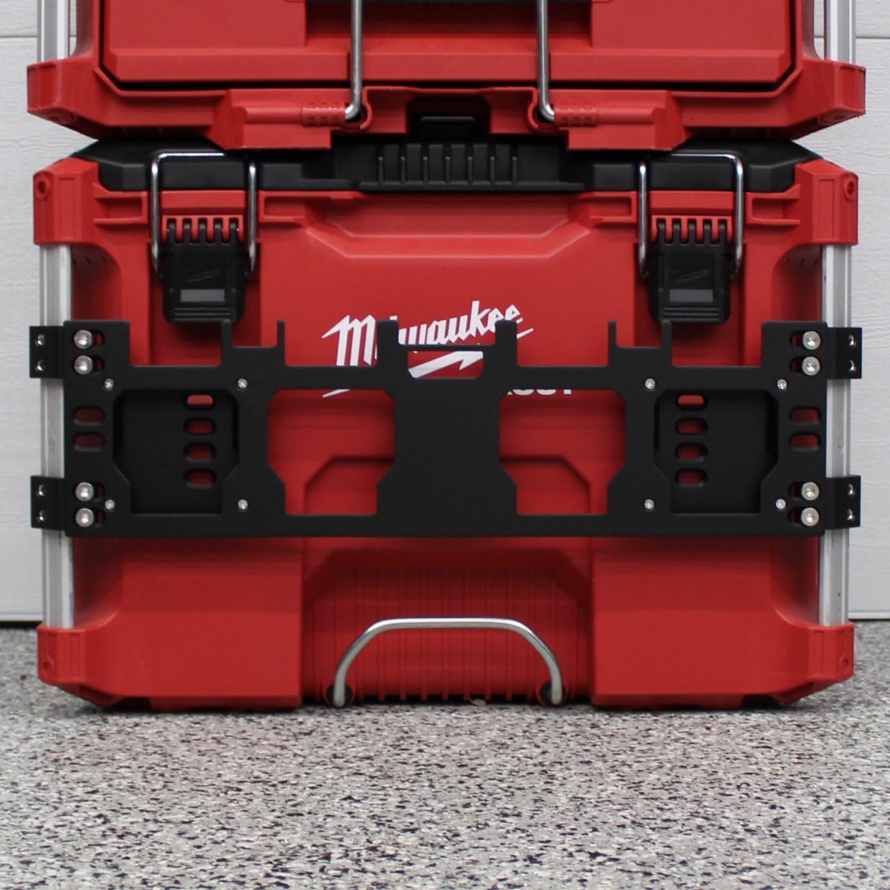 Packout Mount – Front & Side Packout Mounting Plate Compatible with Milwaukee Packout Toolbox-Mounts Crates, Full Size & Half Size Packouts and Milwaukee Packout Accessories-Screws Included – Black