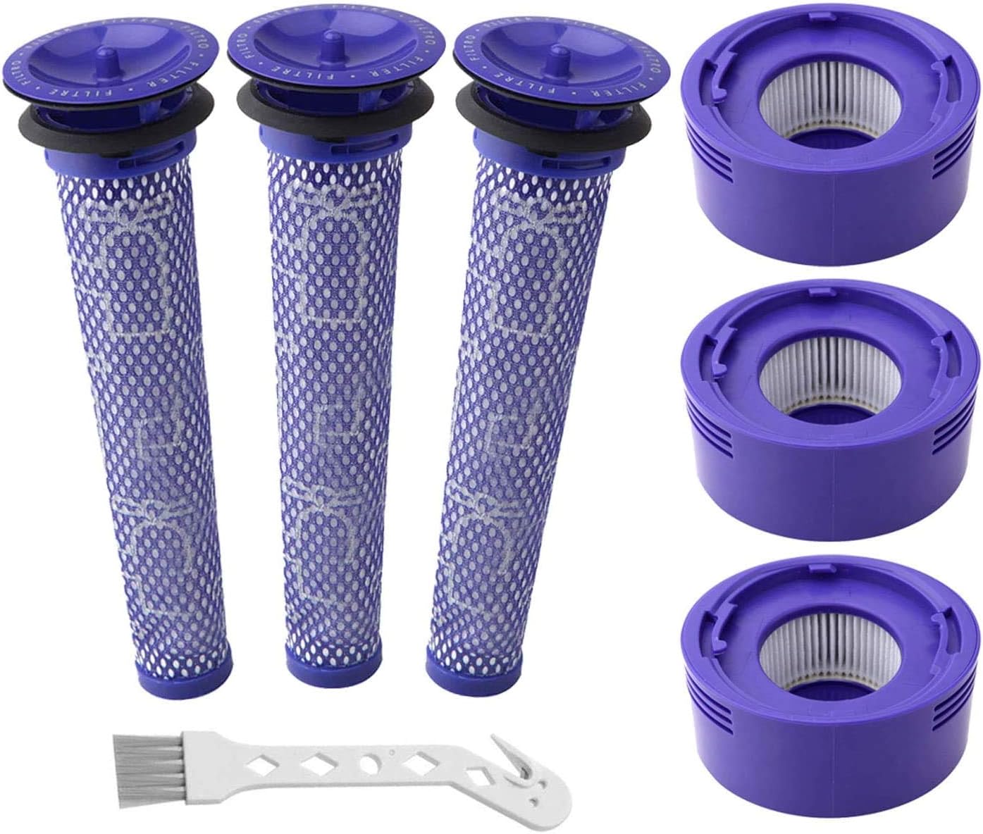 Leadaybetterfor Dyson V8 Filter Replacement V7 V8 SV10 Animal Motorhead Absolute Cordless Vacuum Cleaner, 3 Post Motor Filters & 3 Pre HEPA Filters Kits, Replace Parts # DY-96566101 & DY-96747801…