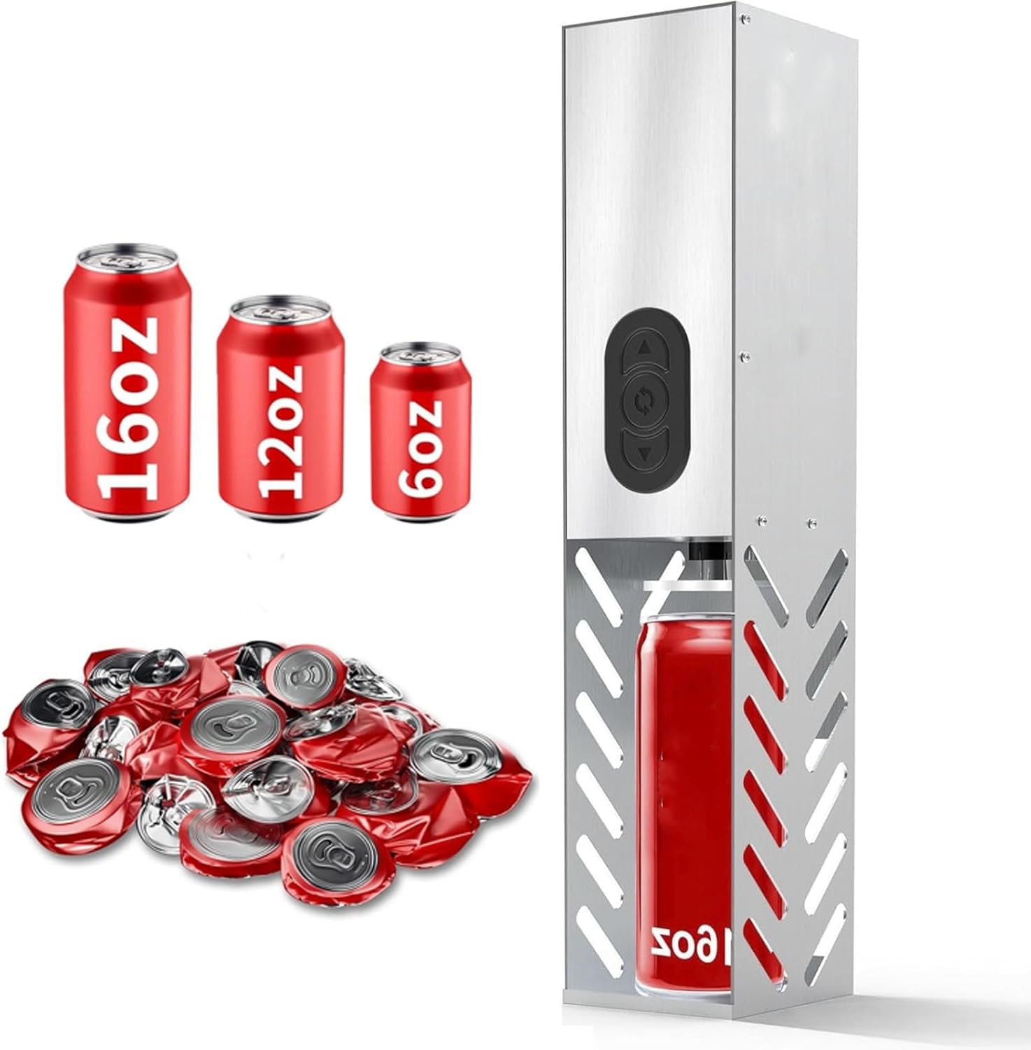 Electric Can Crusher, wall mounted Automatic can crushers for recycling, Can trash compactor for 12oz~16oz Cans, for Aluminum Seltzer, Soda, Cola, Beer Cans