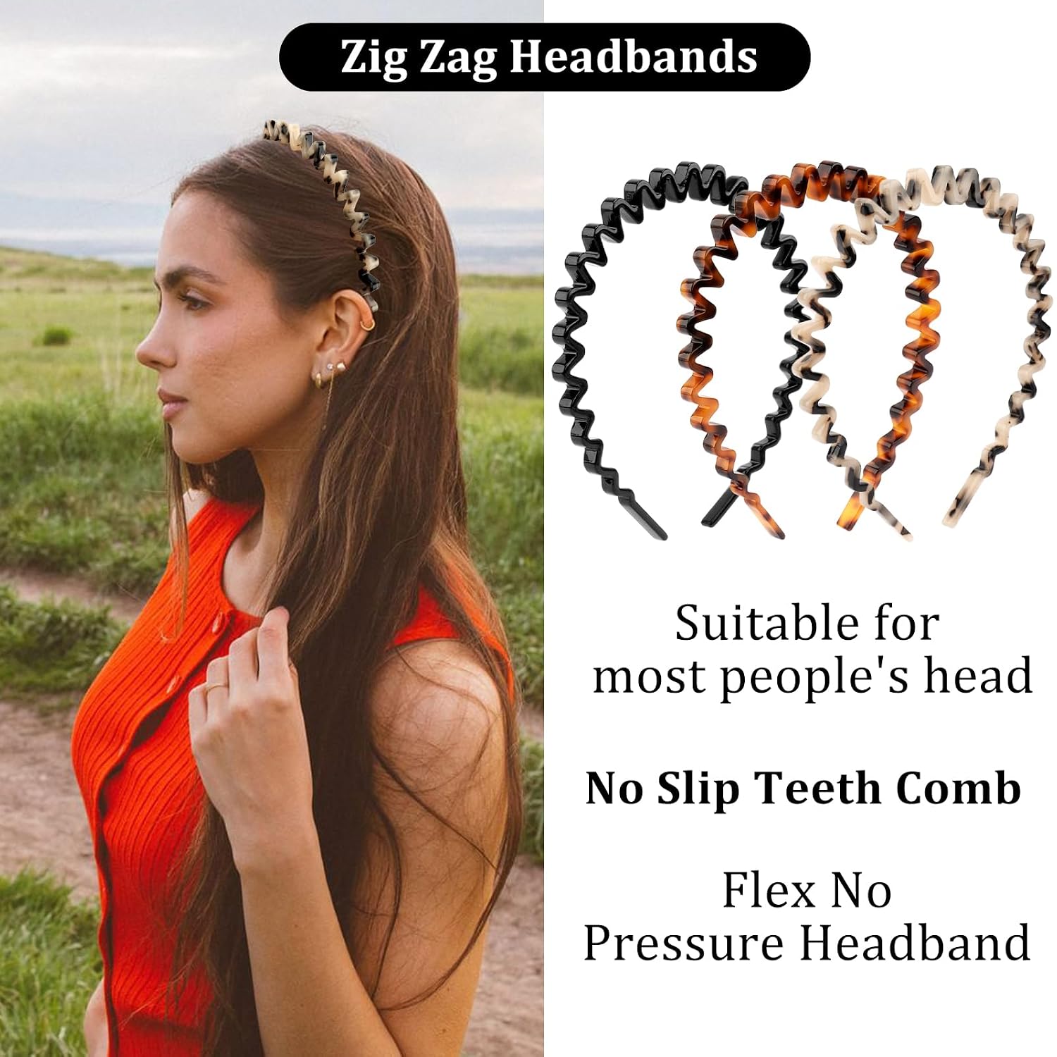 CUBACO Zig Zag and Sungalsses Headbands for Women, Head bands for Women's Hair with Teeth Non Slip Girls Hair Accessories for Women Fashion Beach Accessories Skincare Makeup Cute Stuff for Teen Girls image 2