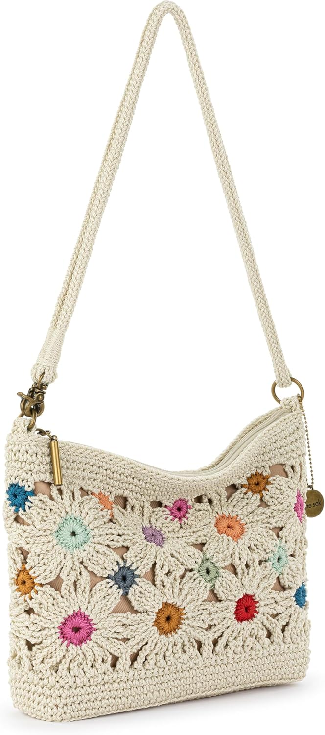The Sak Lumi Convertible Crossbody Purse - Women's Handbag for Everyday & Travel, 3-in-1 Small Crossbody in Crochet & Leather