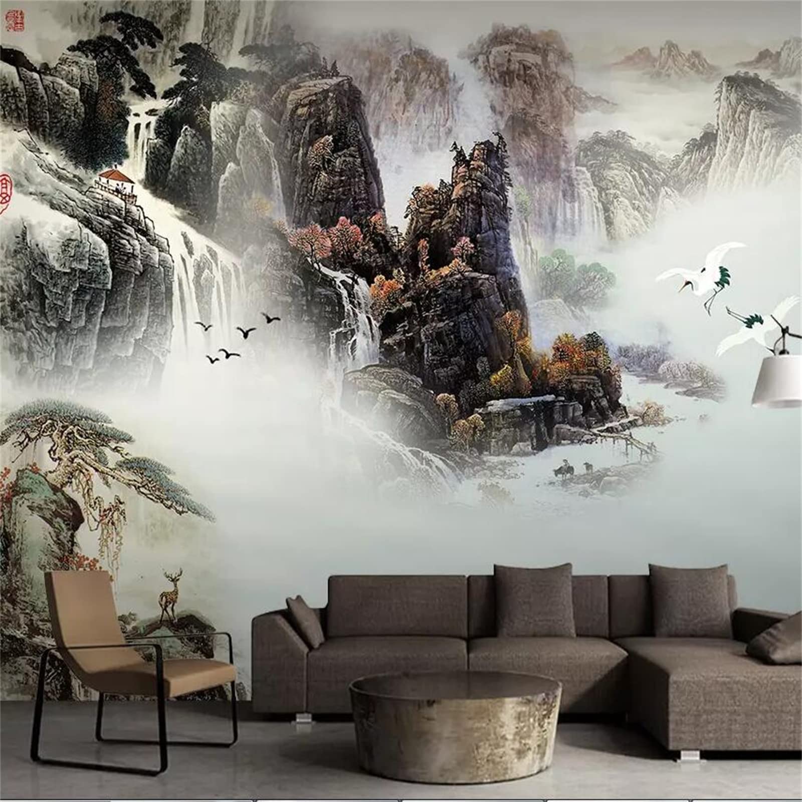 Mural De Pared De Estilo Chino, Pintura De Tinta 3D, Papel Tapiz  Fotográfico De Paisaje, Decoración, image size:1600x1600