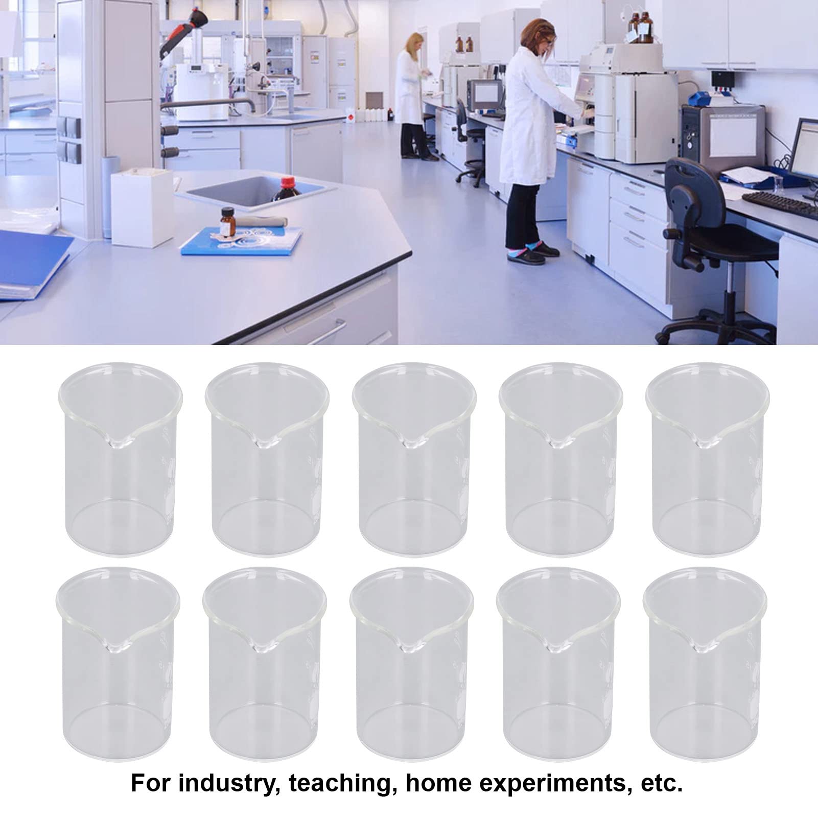 25mL Beaker Set, Lab Glass Measuring Cups with Scale, 10pcs Borosilicate Glass Beakers for Scientific Experiments, Kitchen Use, Clear Graduations for Accurate Measurement