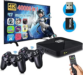 LXYFMS Retro Video Game Console,4K HDMI HD Output Android TV Super Box,with 2 Classic Controllers, Plug and Play Games Console In 47+ Emulator Console For 4k TV HD Output,Gift For Adult/Child