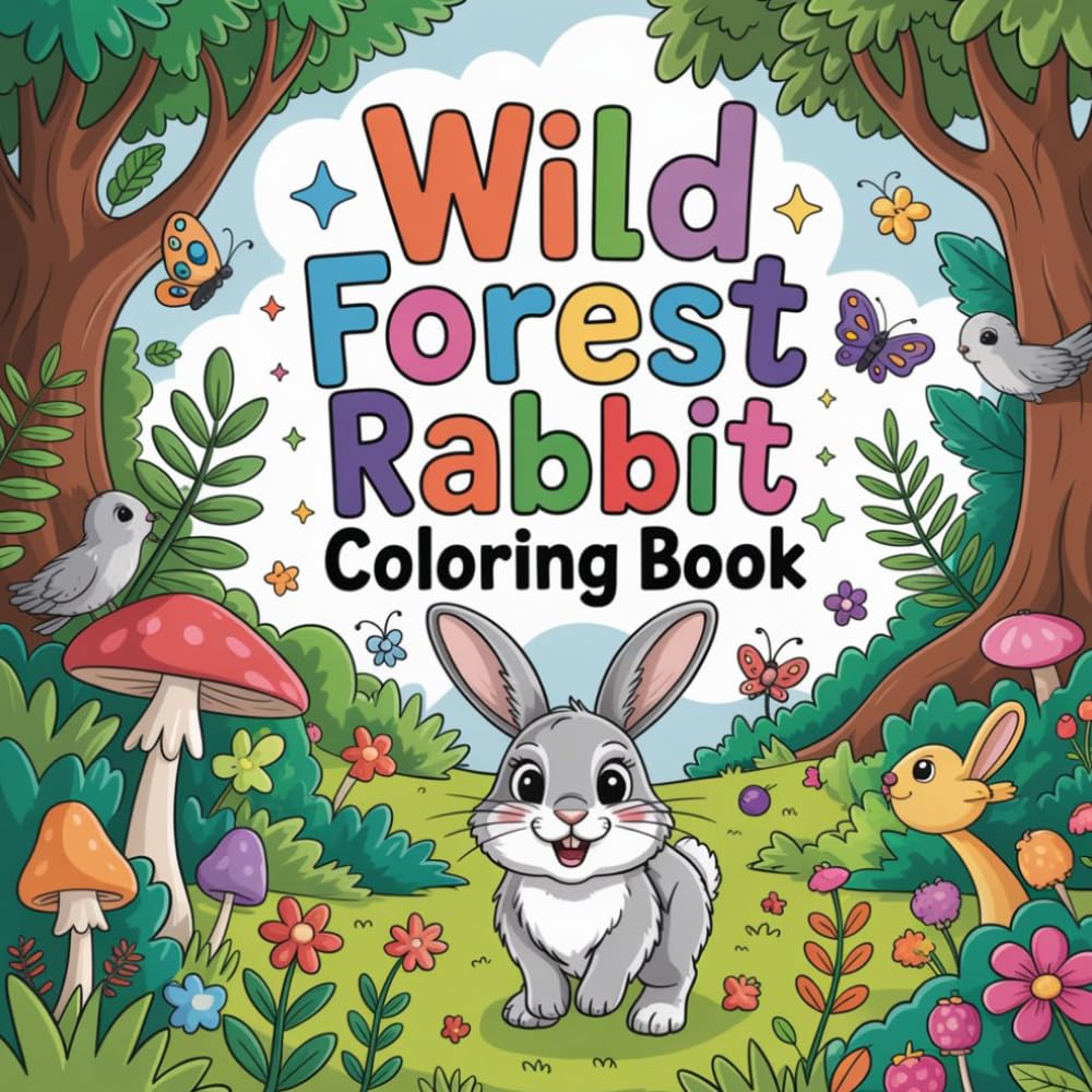 Wild Forest Rabbit Coloring Book: rabbit relaxation simple women coloring book, bunny stress relief easy kids book, rabbit focus simple teens color ... book, rabbit stress relief simple women book