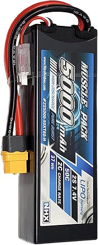 Miniatura 4 de NHX Muscle Pack 2S 7.4V 5000mAh 50C Estuche rígido Lipo batería con conector XT60