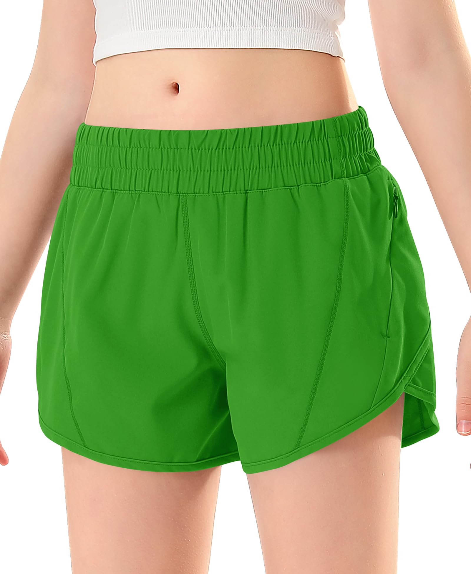 DOCUMO Girls Athletic Shorts with Zipper Pockets 4-14Y
