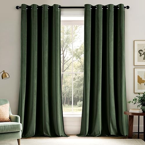 EMEMA Cortinas de terciopelo para sala de estar, 63 pulgadas de largo para oscurecer la habitación, cortinas de ventana con ojales para dormitorio,