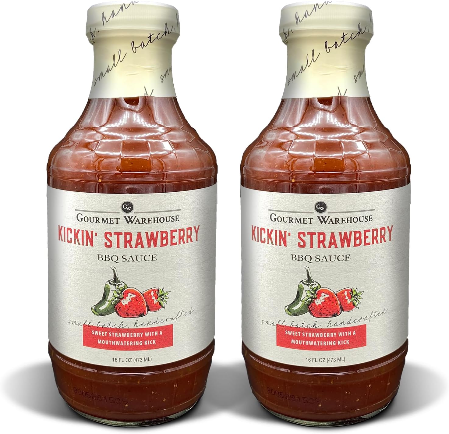 Gourmet Warehouse Kickin' Strawberry BBQ Sauce, Premium Barbecue Sauces 16 Ounces No HFCS (Pack of 2)