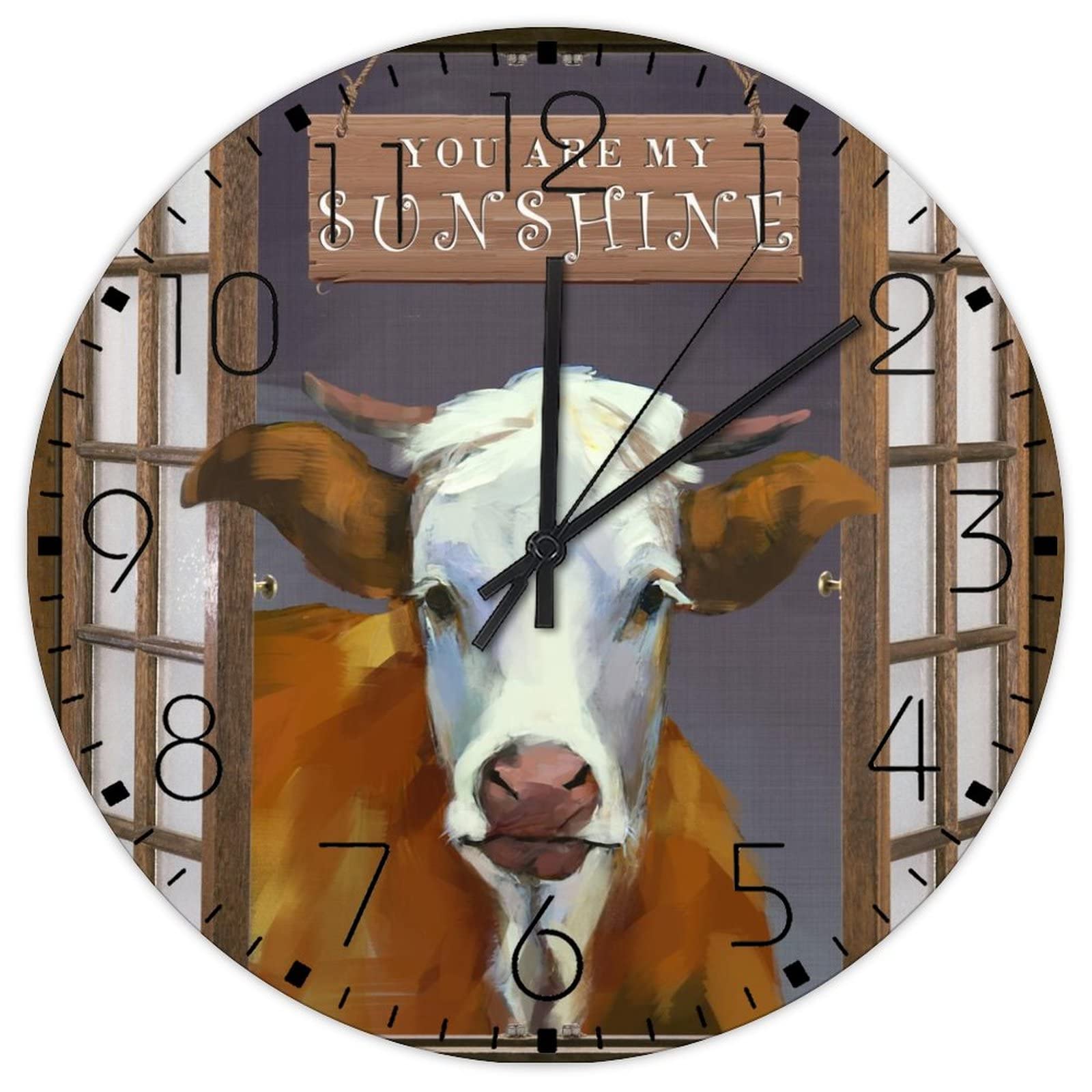 Horloge murale en bois silencieuse et ronde You Are My Sunshine 30cm