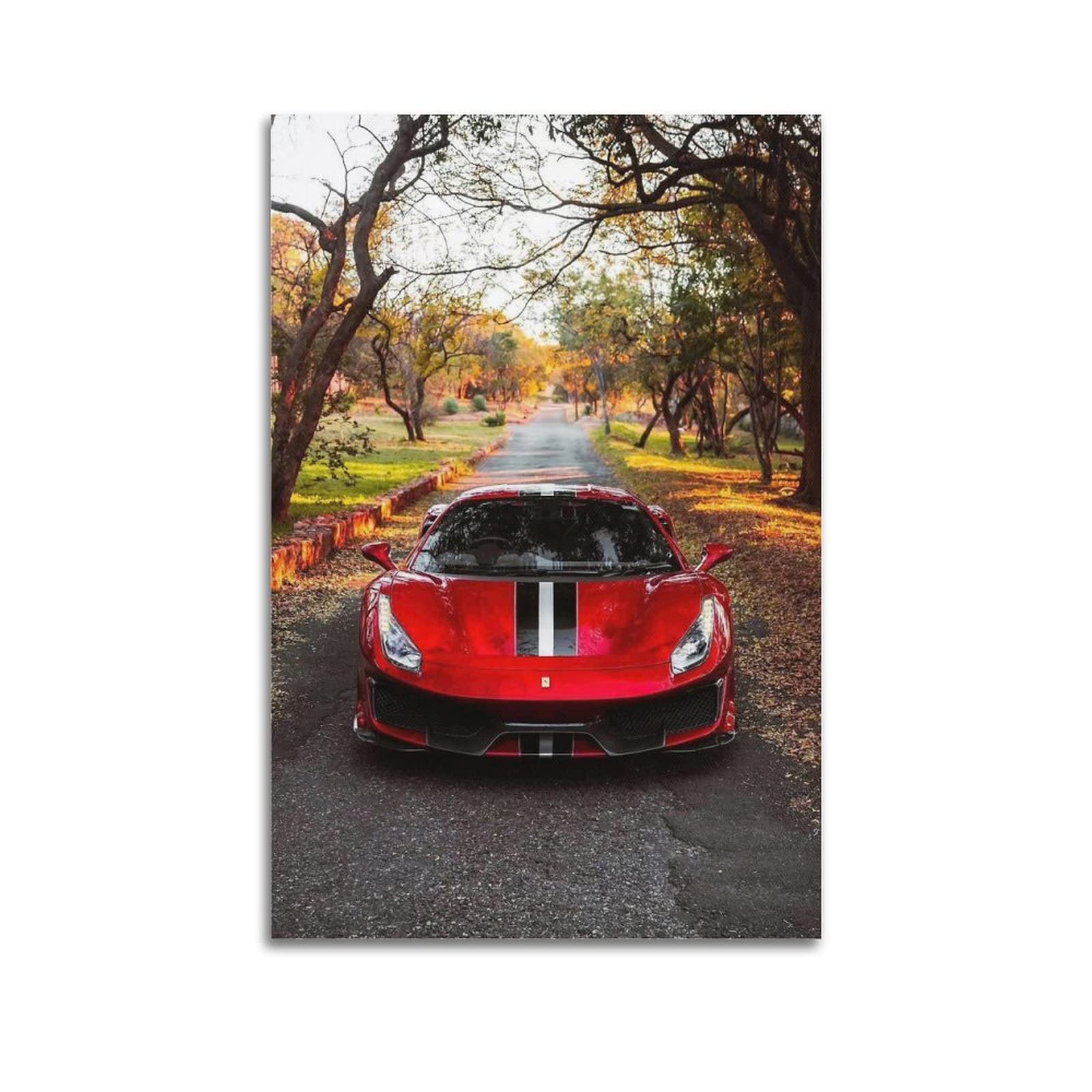 YUANLY Supercar Poster for Ferrari 488 Pista Sport Car Racing Car Decorative Painting Canvas Wall And Art Picture Family Bedroom Decor 12x18inch(30x45cm)