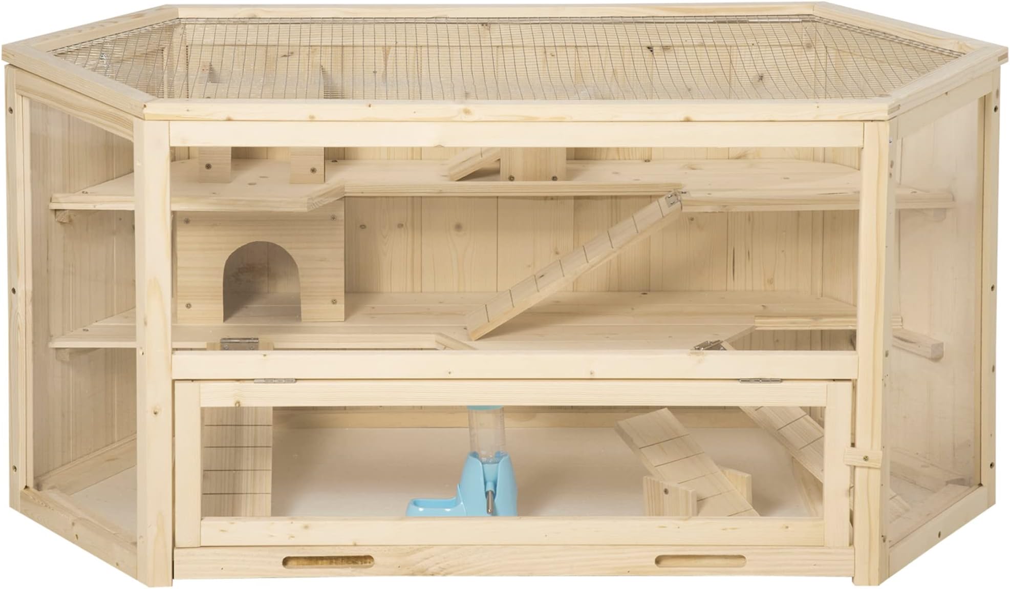 Curated visual reference: Visual Reference: Pawhut Wooden Large Hamster Cage Small Animal Exercise Play House