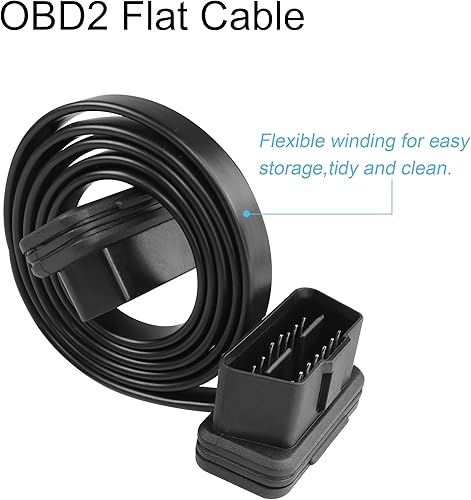 Miniatura 5 de YACSEJAO 16Pin OBD2 macho a hembra Cable de extensión 3FT OBD II Cinta plana Adaptador de diagnóstico de coche con conectores en ángulo