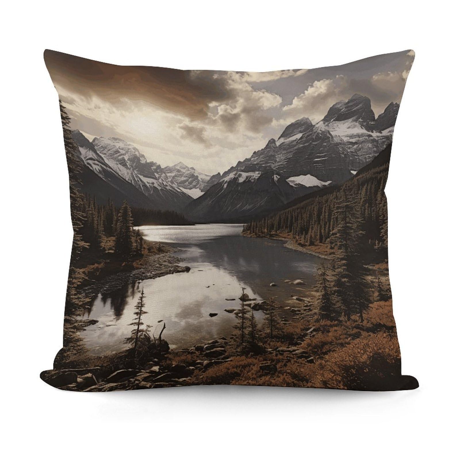 FekiLoot Landscape Throw Pillow Cover Soft Decorative Pillow Cover Modern Square Cushion Cover Cozy Cushion Case Farmhouse Home Decor for Sofa Couch Living Room 18 X 18 Inch