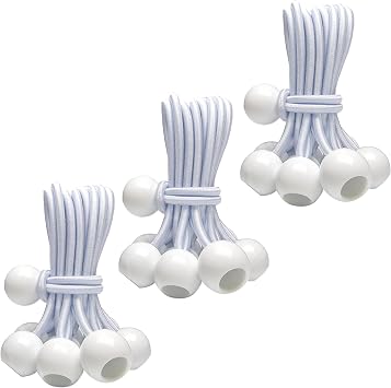 30-Piece YELIER Ball Bungee Cords White, 6", UV Resistant, Antioxidant, Secure Tie Down