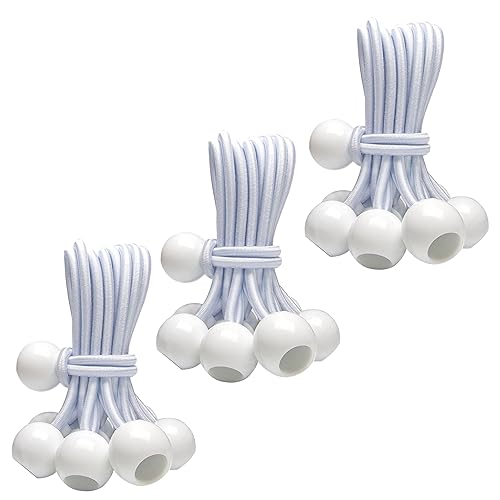 30-Piece YELIER Ball Bungee Cords (White, 6"), UV Resistant, Antioxidant,