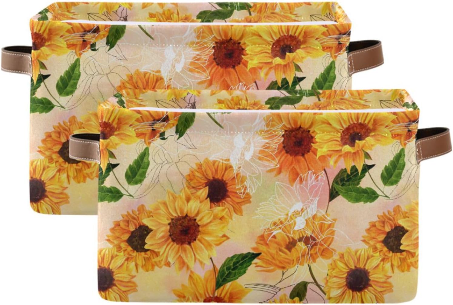 Emelivor Fall Sunflower Storage Basket Laundry Box Hamper for Closet Men image 2