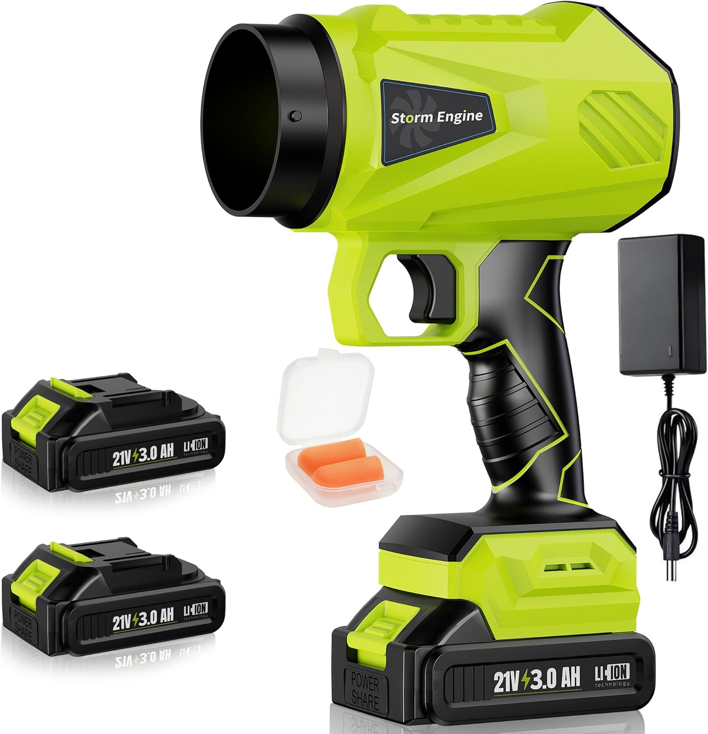 Cordless Leaf Blower, 2 x 21V 3000mAh Batteries, Lightweight & Adjustable Speed, 500W Power, 464 CFM, 50,000 RPM, Ideal for Yard & Garden Cleanup