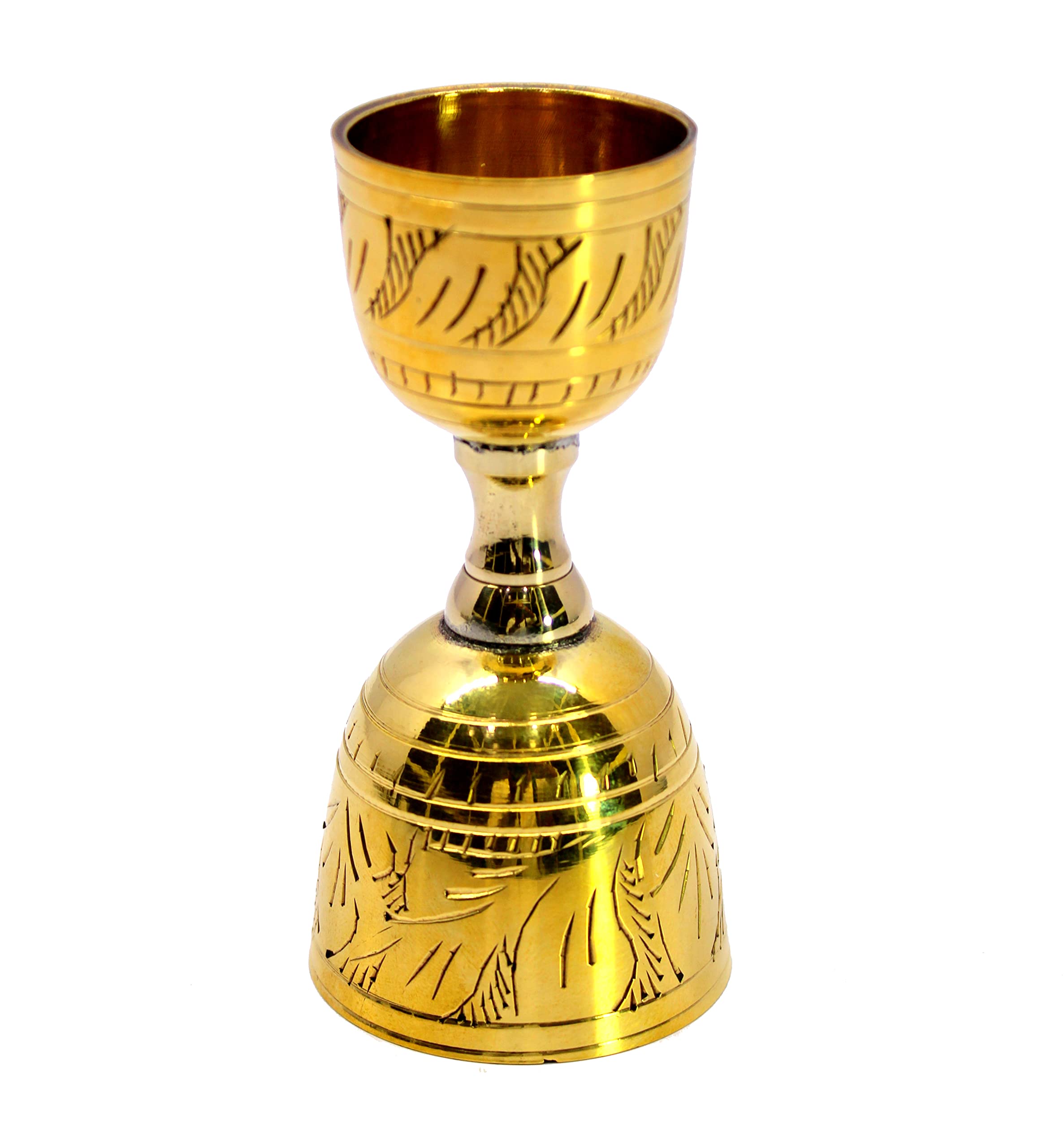eSplanade Brass Liquor Peg Measuring Glass Jigger Bar Tool - Double Sided - 30 and 60 ml - Golden Engraved 2