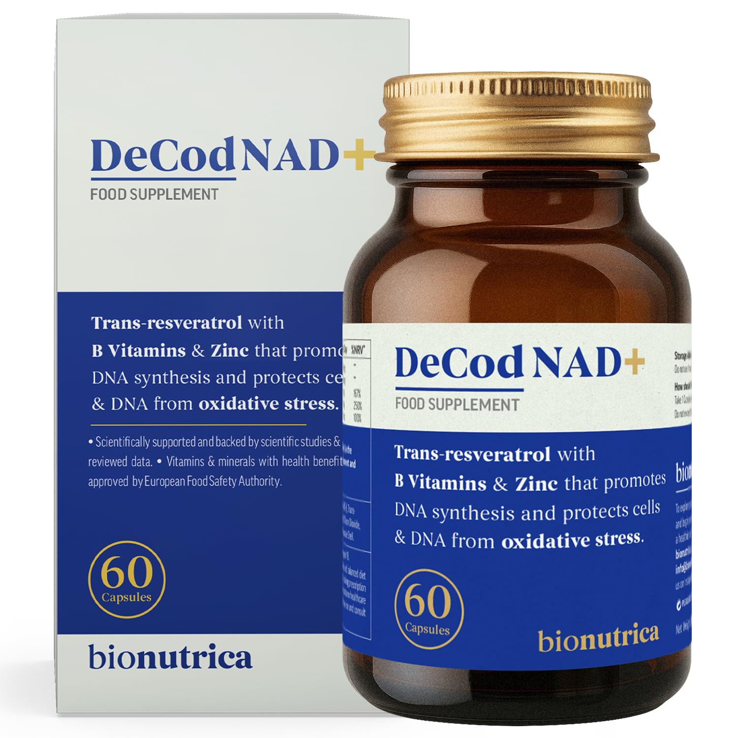 DeCod NAD+ | NMN Supplement | High Potency Trans-Resveratrol | Promotes DNA Synthesis & Protect Cellular Level | | Longevity & Anti-oxidant | Gluten-Free | Non-GMO - 60 Capsules