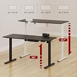 SANODESK Bureau électrique avec prise de courant de bureau 55"x 28" Bureau en entier de bureau en hauteur réglable Stand Up Desk avec gestion de câble Sit Stand Accueil Bureau Cadre blanc/Black Top