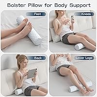 Vista 6 de Almohada Cervical de Rollo, Almohadas de Soporte Cervical de Espuma Viscoelástica, Almohadas de Cuello Redondas, Almohadas Cilíndricas de Refuerzo