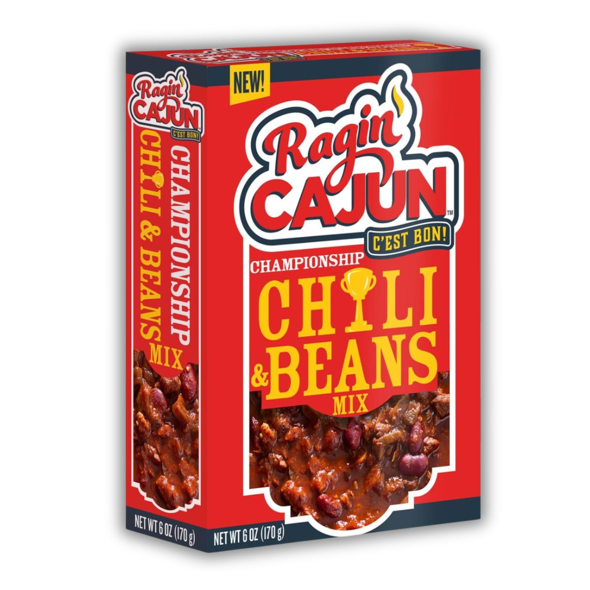Ragin' Cajun Championship Chili With Beans Mix - Pack of 1, Gluten-Free, No MSG - Louisiana Creole Spice Blend for Beef, Pork or Turkey