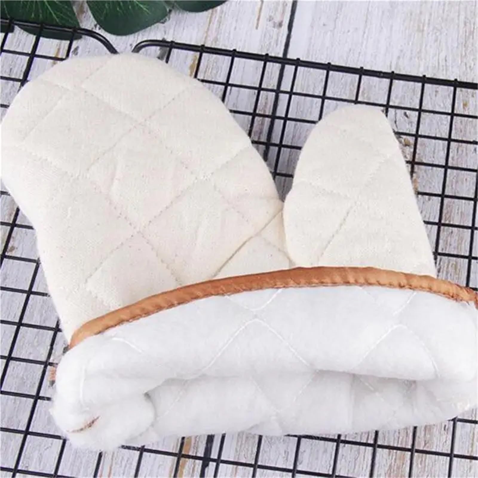 MRKU Gants de Cuisine en Coton Blanc, Lot de 2, antidérapants et résistants à la Chaleur, pour la Maison, Le Restaurant et Les grillades.