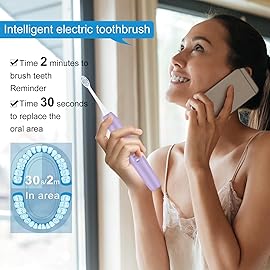 kingheroes Electric Toothbrush Set, Comes with 8 Brush Heads & Travel Case,4 Modes with 2 Minutes Built in Smart Timer, One Charge for 60 Days, 42000 VPM Motor (Purple)