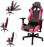 Gaming Chair - Chaises de jeu vidéo réglables avec PU Cuir, Ordinateur Chair avec support Lombaire & 180° Recline, facile à assembler & Bureau ergonomique confortable Chair (Bleu)