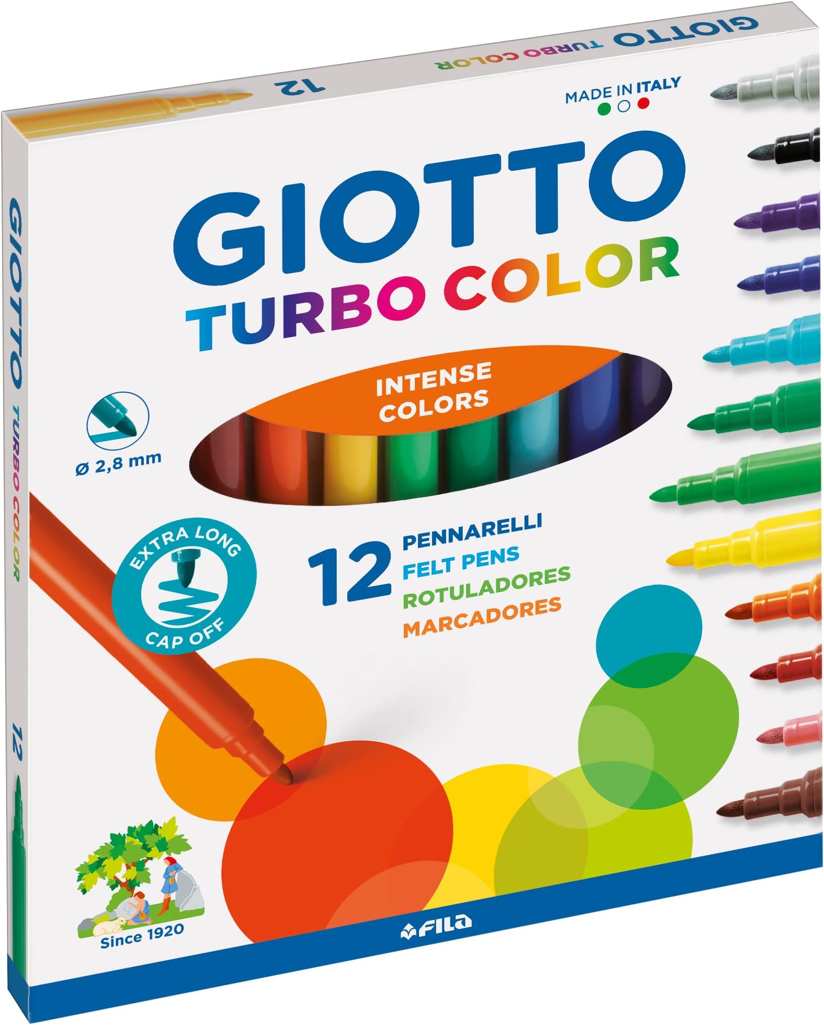 Fila GIOTTO Turbo Colour Fibre Tip Pens 12 Pieces (1 Set)